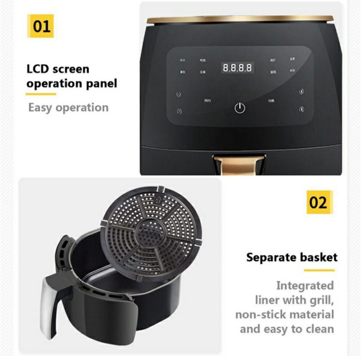 6L Digital Roaster Air Fryer with Paper Liners - Black