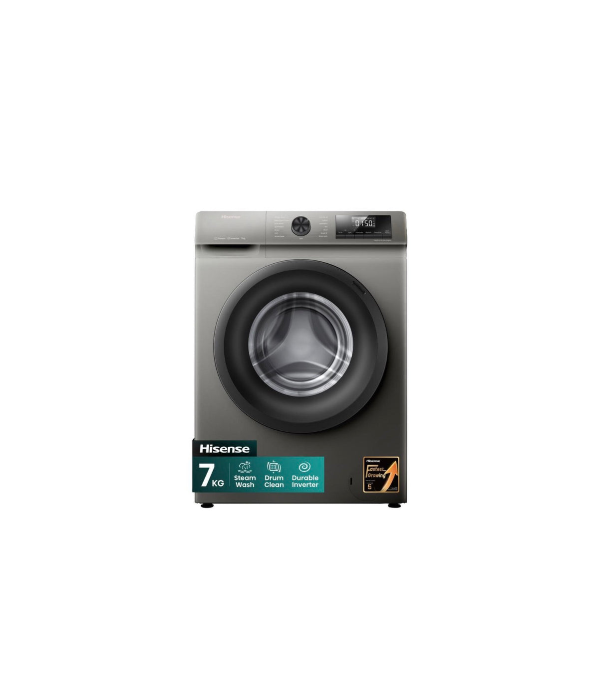 HISENSE 7KG FRONT LOADER WASHING MACH S/S 57000 G WFQP7012VMT